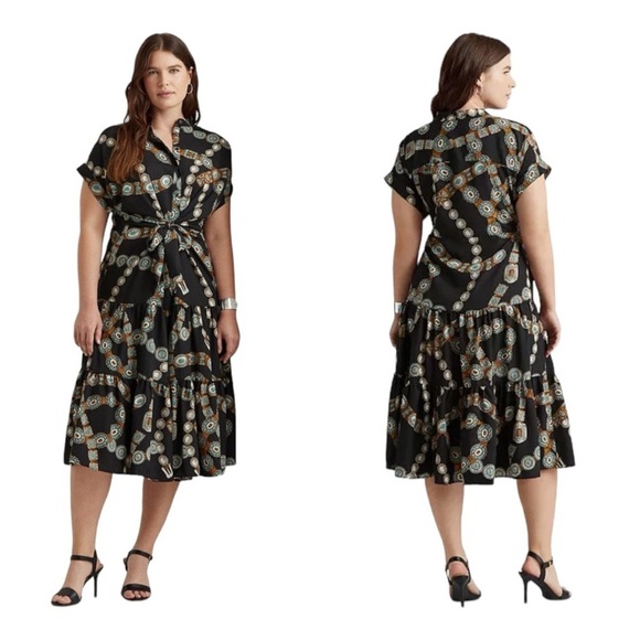 LAUREN RALPH LAUREN
Plus-Size Belt-Print Crepe
Shirtdress size 22W - Picture 1 of 11